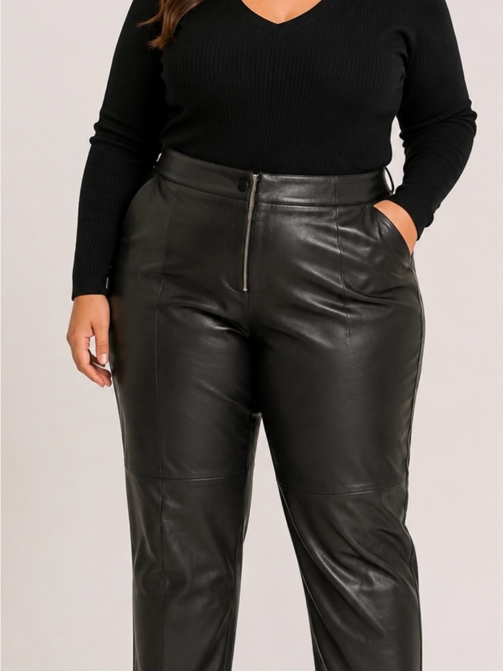 Venezia Jean Co 100% Leather Pants Size 18 Lined Black